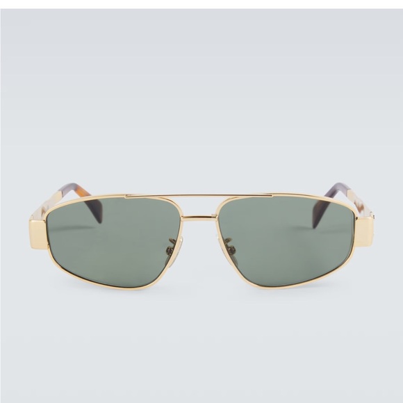 Celine TRIOMPHE METAL 04 SUNGLASSES IN METAL Gold Green New - Picture 16 of 16